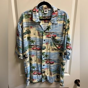 The Disney Catalog Vintage Mickey & Minnie Hawaiian Beach Button Down Shirt XL